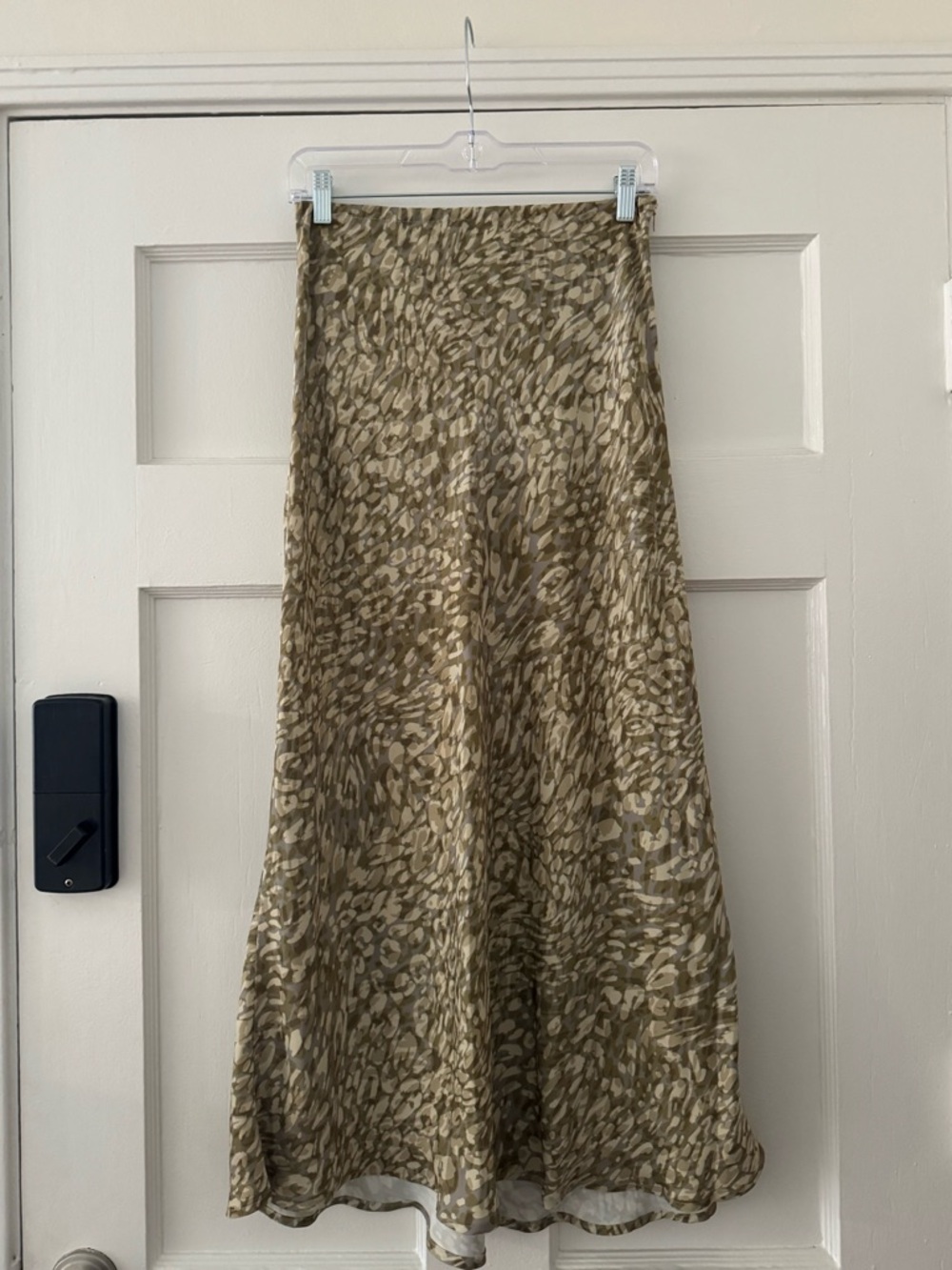 RESA Olive Animal-Print A-Line Midi Skirt